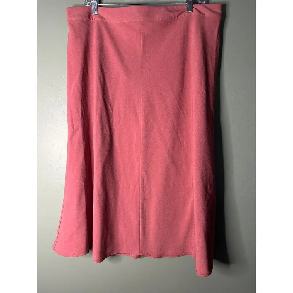 Liz Claiborne Size 14 Dusty Rose Midi Skirt Cottagecore Flowy A-Line Vintage 90s